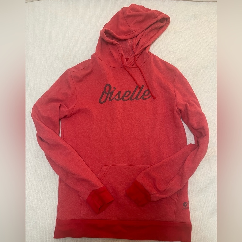 Oiselle red woman’s hoodie size medium pullover